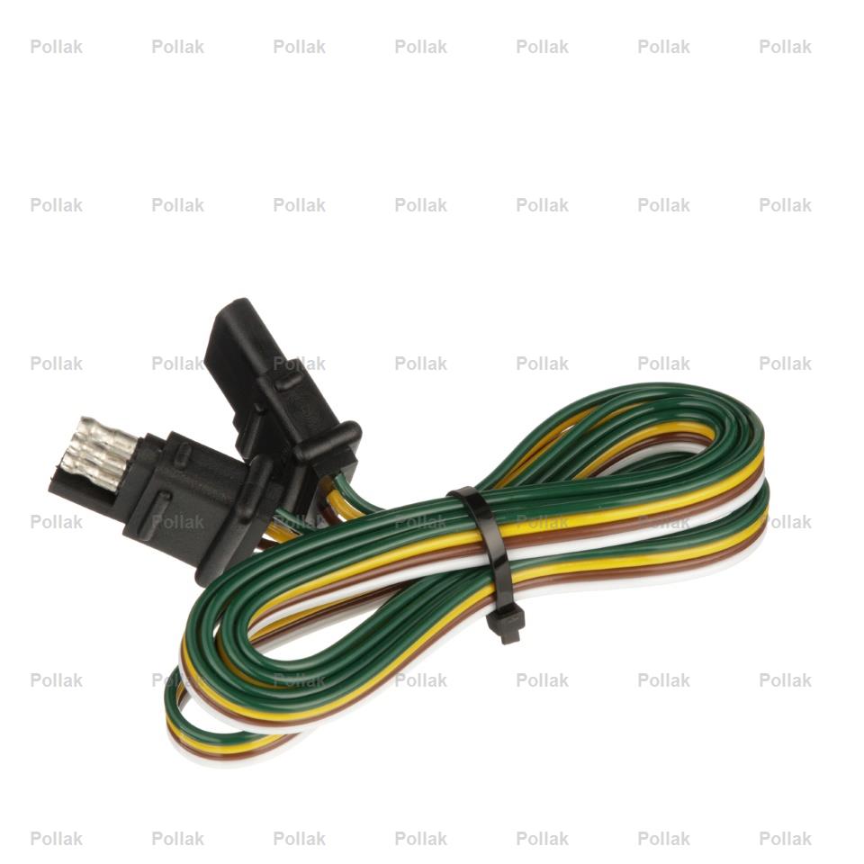 Pollak Trailer Wiring Connector, 4-Way Flat Male to Female, 60 in Wire Loop - 12-413E