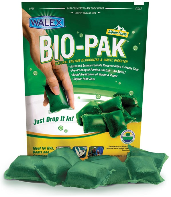 Walex Waste Holding Tank Treatment, Treats Up To 50 gal Holding Tank, 32 Gram Drop-In Individual Dose Pouches, Bag Of 10 Treatment - BIOPPBG