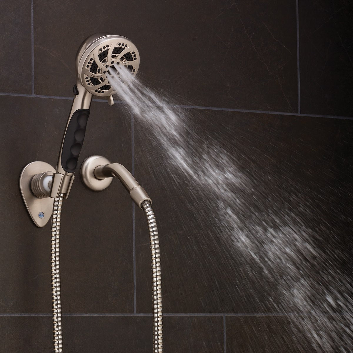 Oxygenics/ ETL Shower Head, Hand Held With 72 in Hose, With 5 Function Spray Settings, 3-3/4 in Outer Diameter - 92489