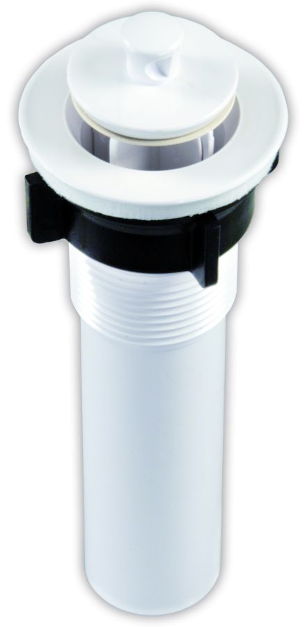 JR Products Sink Strainer, 1-1/4 in Diameter Opening x 5 in Length, Fits Any Sink Opening 1-3/8 in To 1-3/4 in, White - 95215