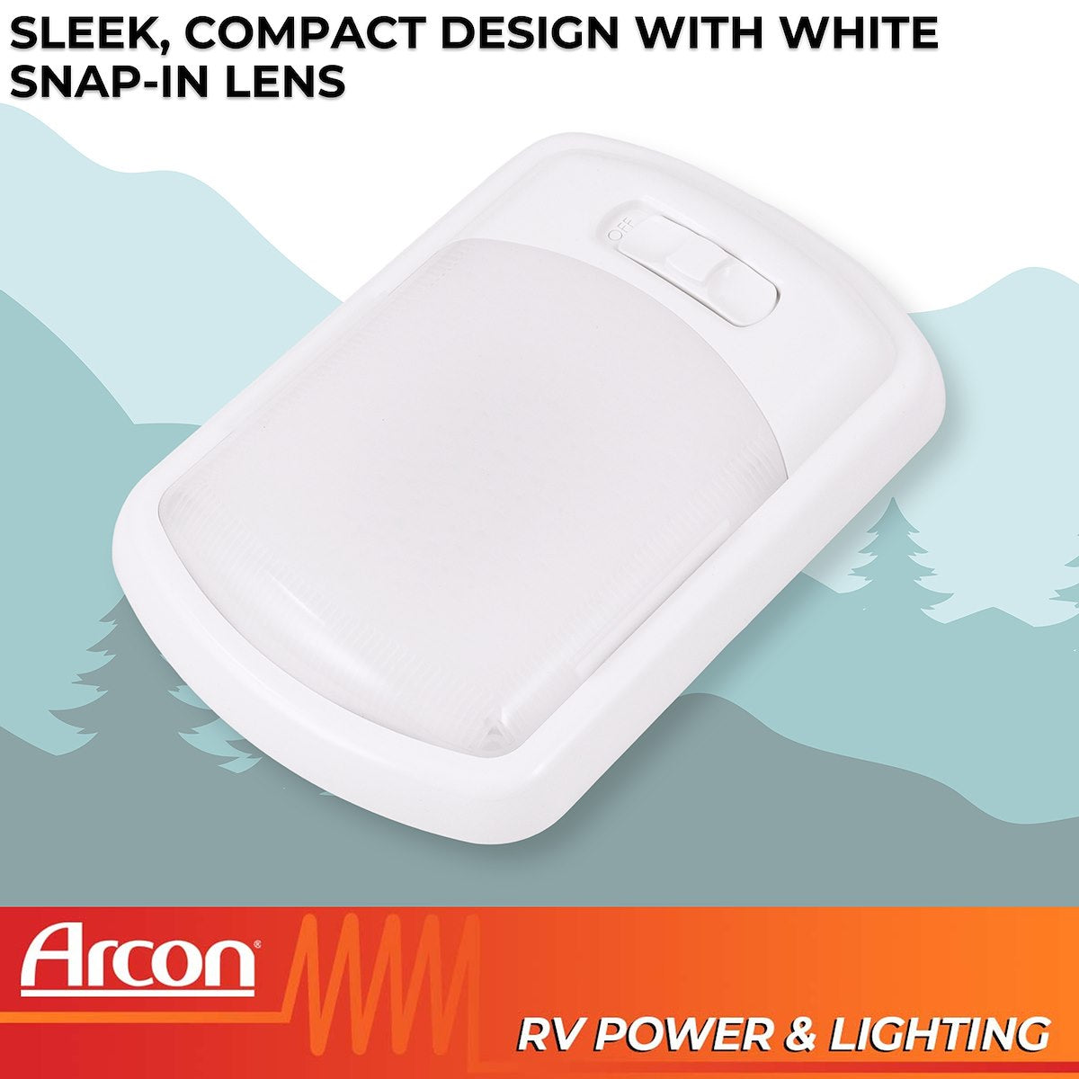 Arcon Interior Light - LED, White Lens, 7-1/4 in Length x 4.95 in Width, Bright White SMD LED - 20725N