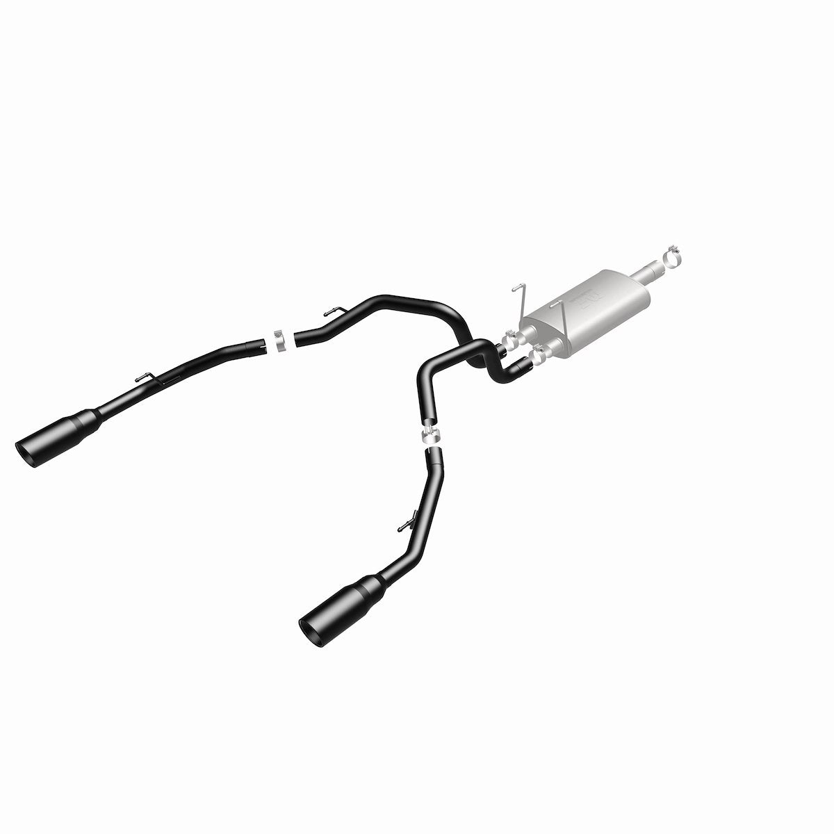 MagnaFlow Exhaust System Kit, Stainless Steel, 3 in Pipe Diameter, 5 in Black Stainless Steel Tips - 15363