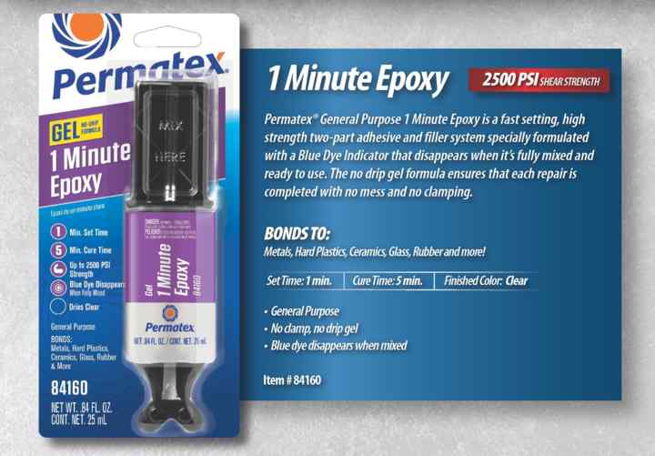 Permatex Epoxy, 1 Minute General Purpose, 0.84 oz Dual Syringe - 84160