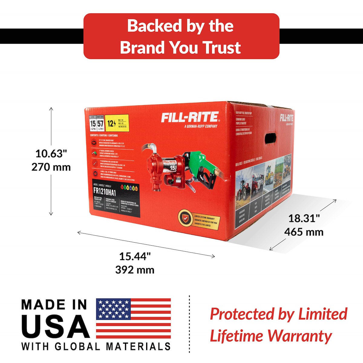 Fill-Rite Liquid Transfer Tank Pump, H Series, Diesel/Gasoline/Kerosene/E15/Biodiesel Up To B20, 12 V DC - FR1210HA1