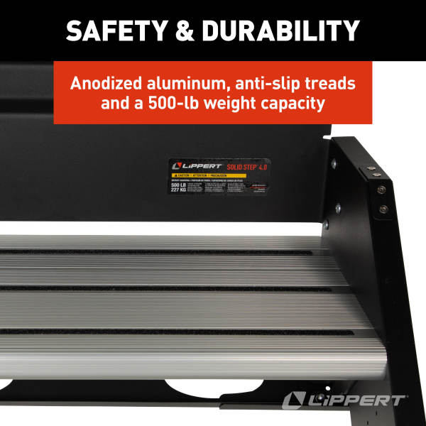 Lippert Entry Step, Solid Step  4.0, 4 Manual Fold-Up Steps, 30 in Width x 8-1/2 in Depth - 2024057001