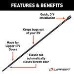 Lippert Screen Door Closer, 28 in Length, For Use With 28.001 To 28.999 in Width Door Frame Rough Opening - 730814