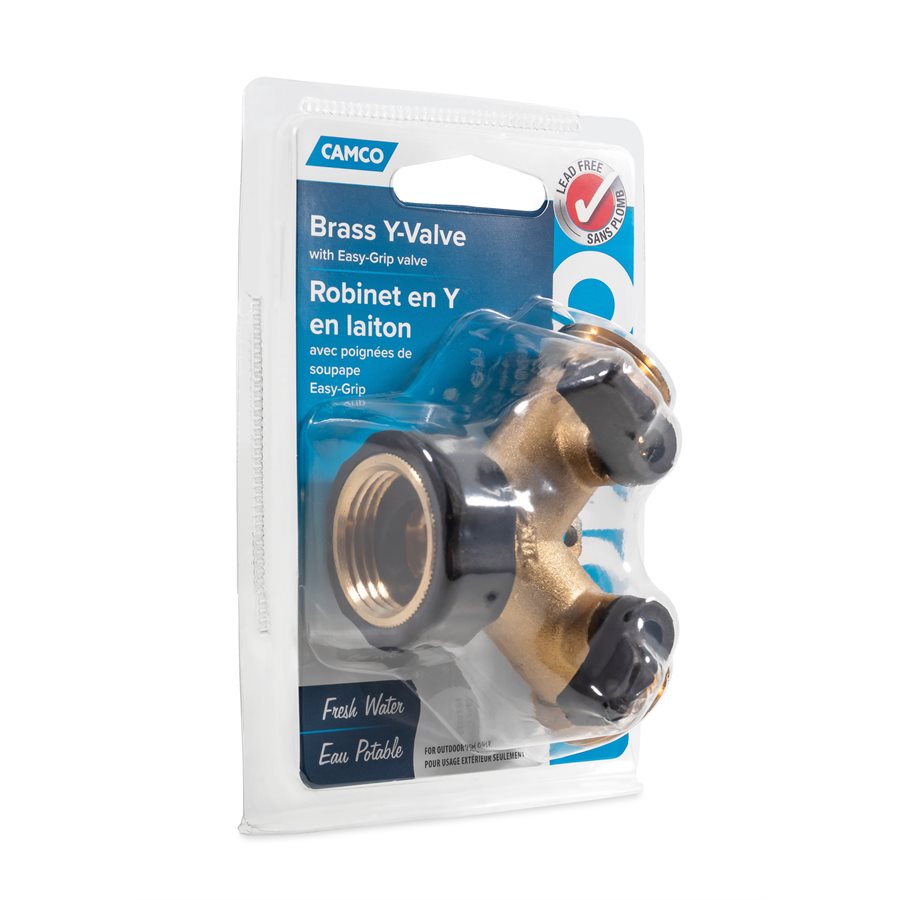 Camco Fresh Water Fill Hose Shut Off Valve, Brass, Complies With CA and VT Regulations For Brass Content - 20123