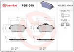 Brembo Brake Pad, FMSI Number D1630-8880, Ceramic, Set Of 4 - P50101N