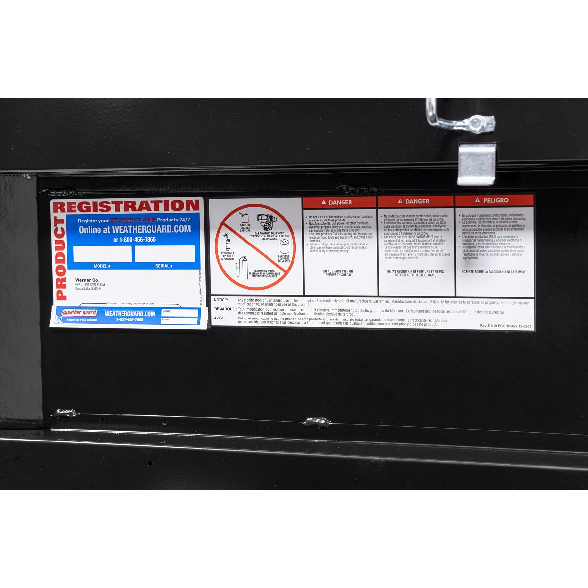 Weather Guard Tool Box, Gloss Black, Aluminum, 20 in Length x 72 in Width x 18 in Height - 121-5-04