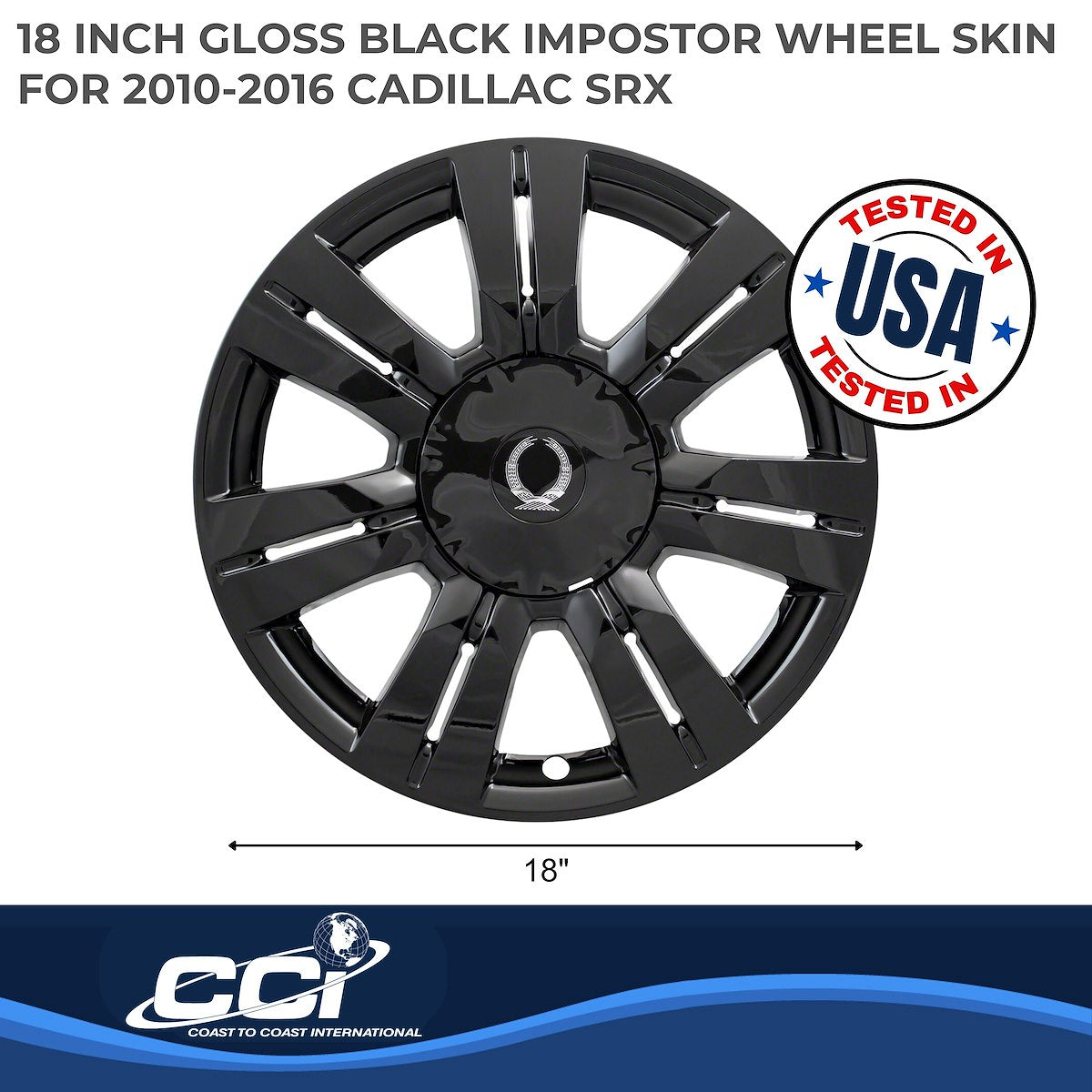 Coast2Coast Wheel Skin, 18 in, 7 Double Spokes, Gloss Black, Set Of 4 - IWCIMP357BLK