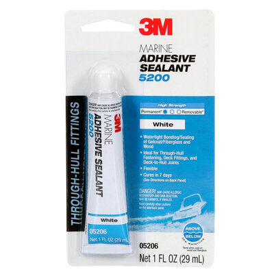 3M Adhesive Sealant, 3M 5200, 1 oz Tube, White - 05206