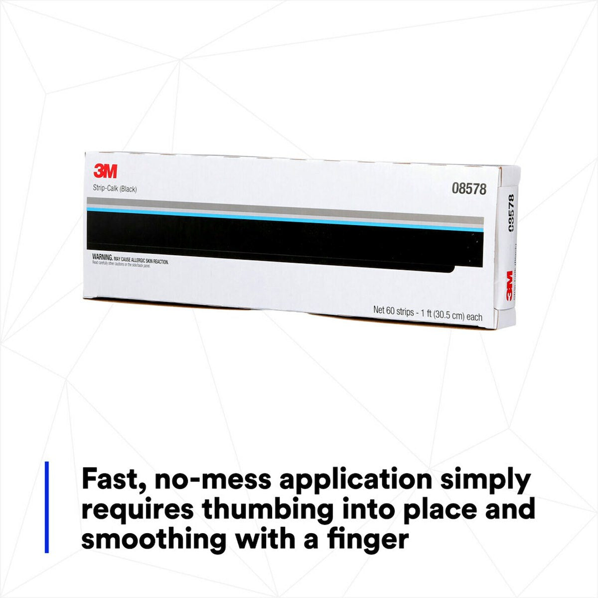 3M Body Seam Sealer, Black, 12 in Strips, Box Of 60 - 08578