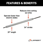Lippert Slide Out Linear Actuator, 24 in Travel, 1.5 in Bore, Aluminum - 339031