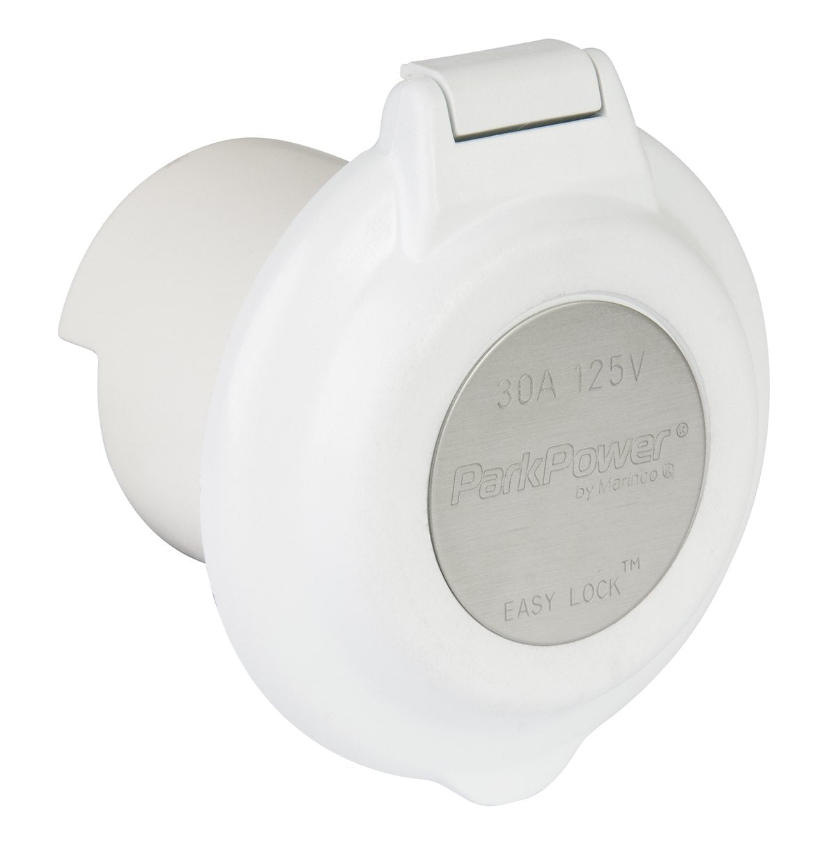 Marinco Power Inlet Port, 30 amp Power, 125 V AC, White - 304EL-BRV