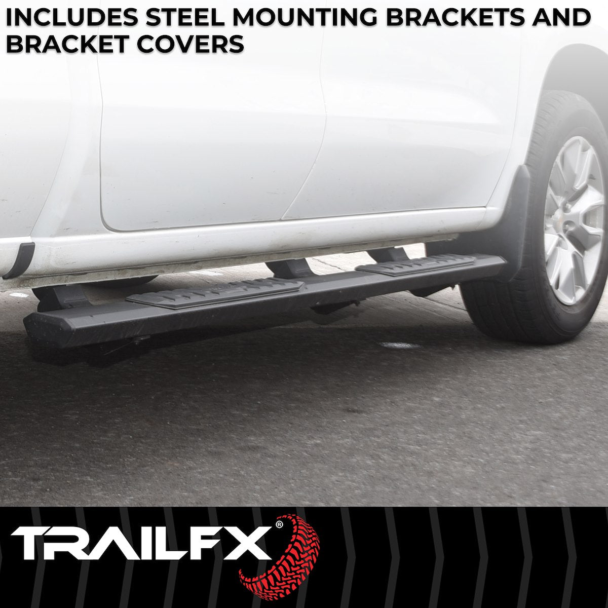 TrailFX Nerf Bar, TrailFX A4 Series, 4-1/2 in Hexagonal Straight, Titanium Black - AL4012B