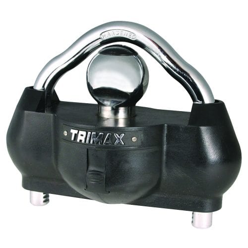 Trimax Locks Trailer Hitch Lock, Fits 1-7/8 in/2 in And 2-5/16 in Couplers, Black, Steel Shackle/Ballistic Grade Nylon Body - UMAX100