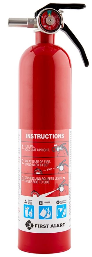 BRK Electronics Fire Extinguisher, UL Rated 1-A:10-B:C, 2.5 lb Bottle, Steel - PRO2-5