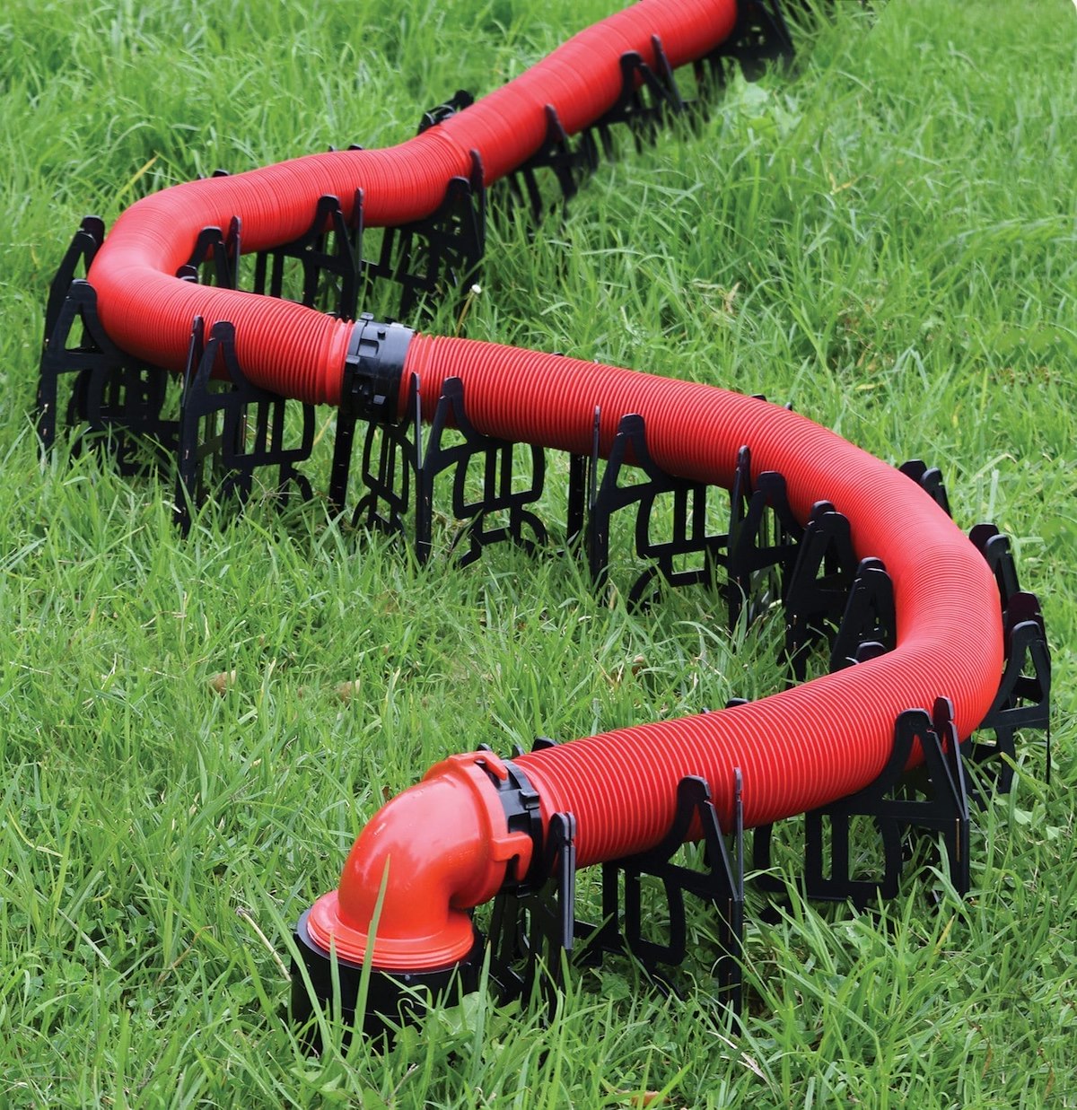 Valterra Sewer Hose Support, 15 ft Length, 4-1/2 in Sewer End Height x 7-1/4 in RV End Height, Red - S1500R