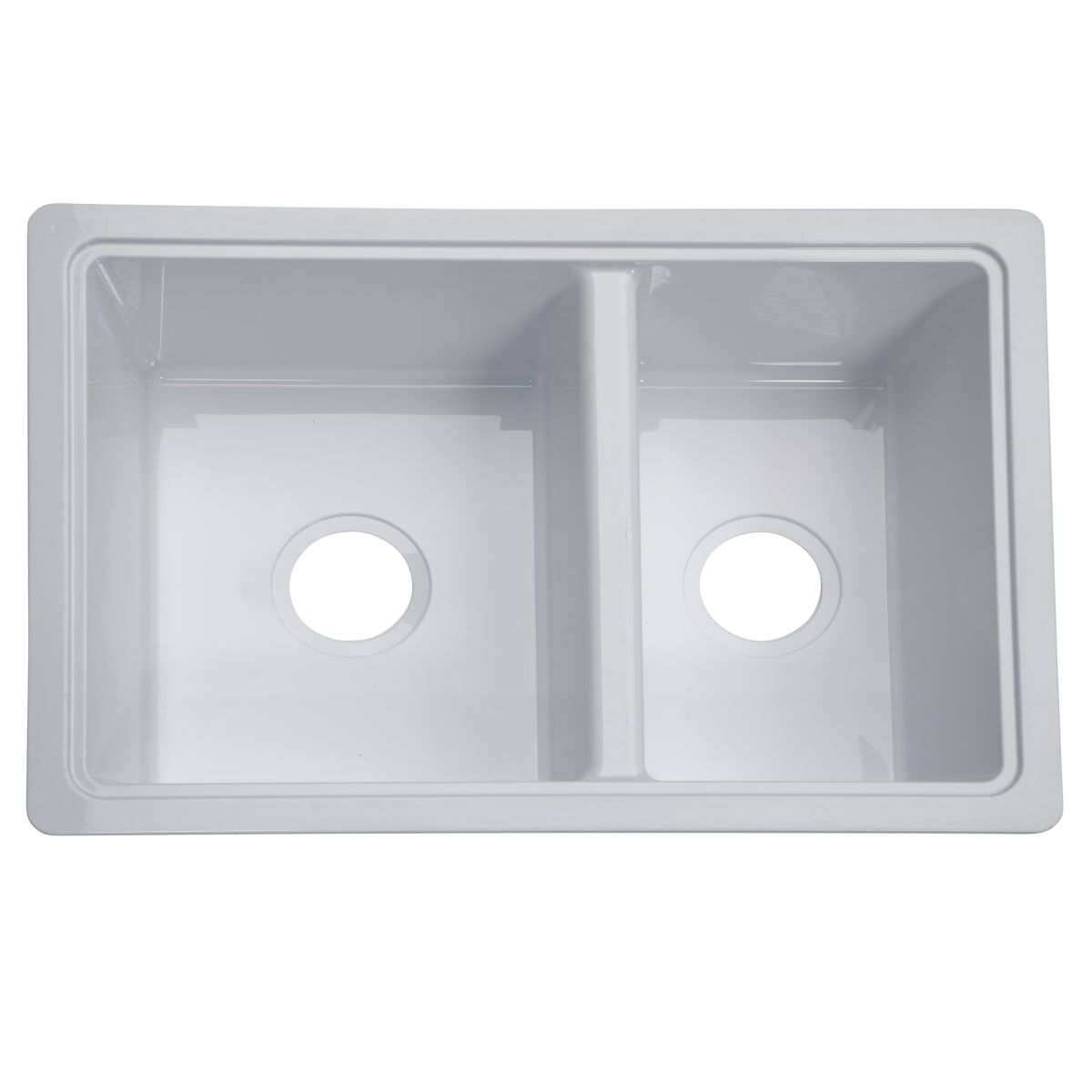 Lippert Sink, Double Kitchen Sink For 25 in x 17 in Basin, 23.94 in x 16.44 in Opening, White - 809030