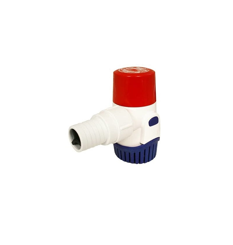 Rule Bilge Pump, 1100 gal Per Hour Flow Rate, 1-1/8 in Hose Barb Port, 4.7 in Height x 2.9 in Width - 27SA