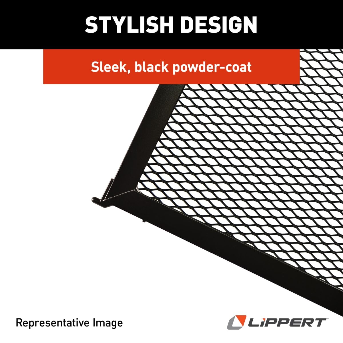 Lippert Screen Door Grille, 26-1/2 in Width, For Lippert Entry Doors With 30 in Width Door Rough Opening, Black - 859794