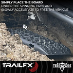 TrailFX Traction Mat, 42-1/2 in Length x 12-1/2 in Width x 2-1/2 in Height, Supports 20,000 lb, Black, Set Of 2 - TBBK01