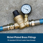 Camco Fresh Water Pressure Regulator, Adjustable/Factory Preset To 45 PSI, Brass - 40058