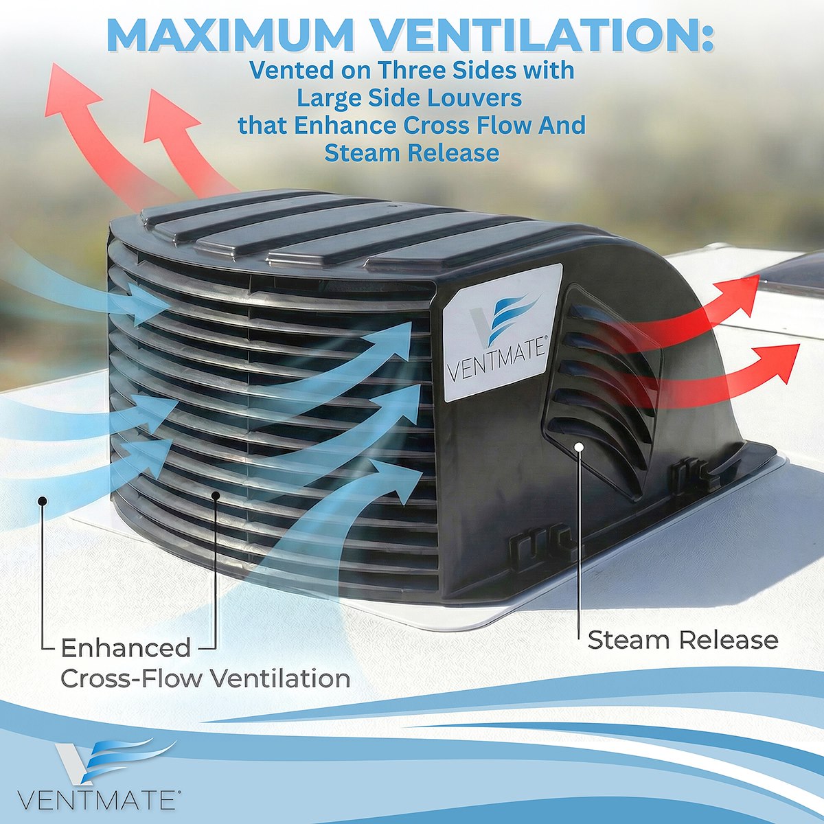 Ventmate Roof Vent Cover, MAKO Series, For 14 in x 14 in MAKO Series Vents, Black - 67316