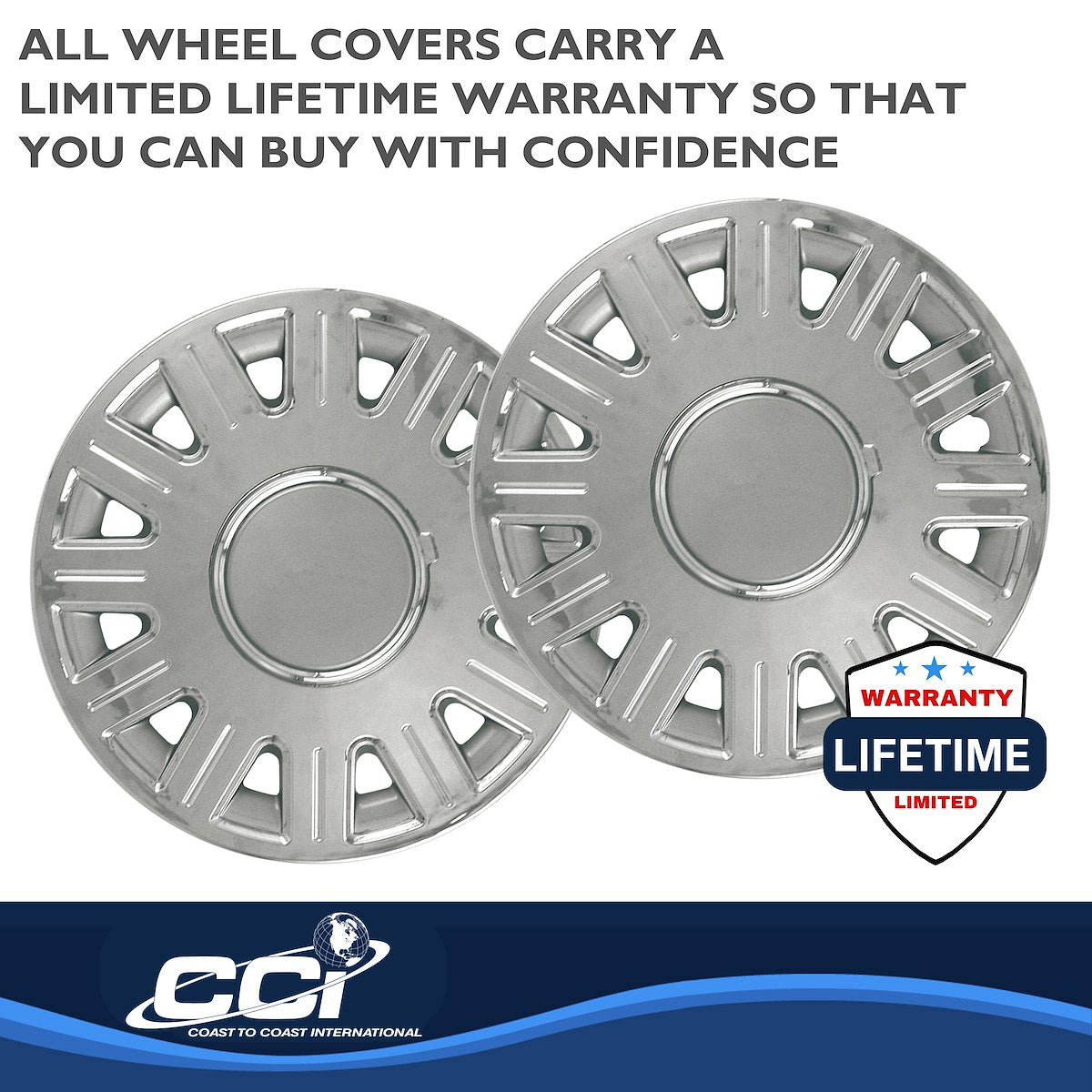 Coast2Coast Wheel Cover, 16 in, 12 Spoke, Chrome Plated/Silver, Set Of 4 - IWC41216CN
