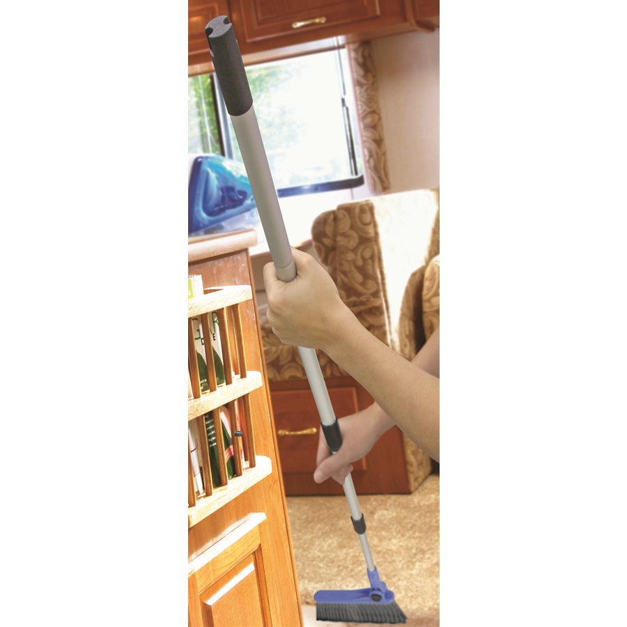 Camco Broom, Telescoping 24 in to 52 in Length Handle, Soft Bristled Head, Aluminum Handle - 43623