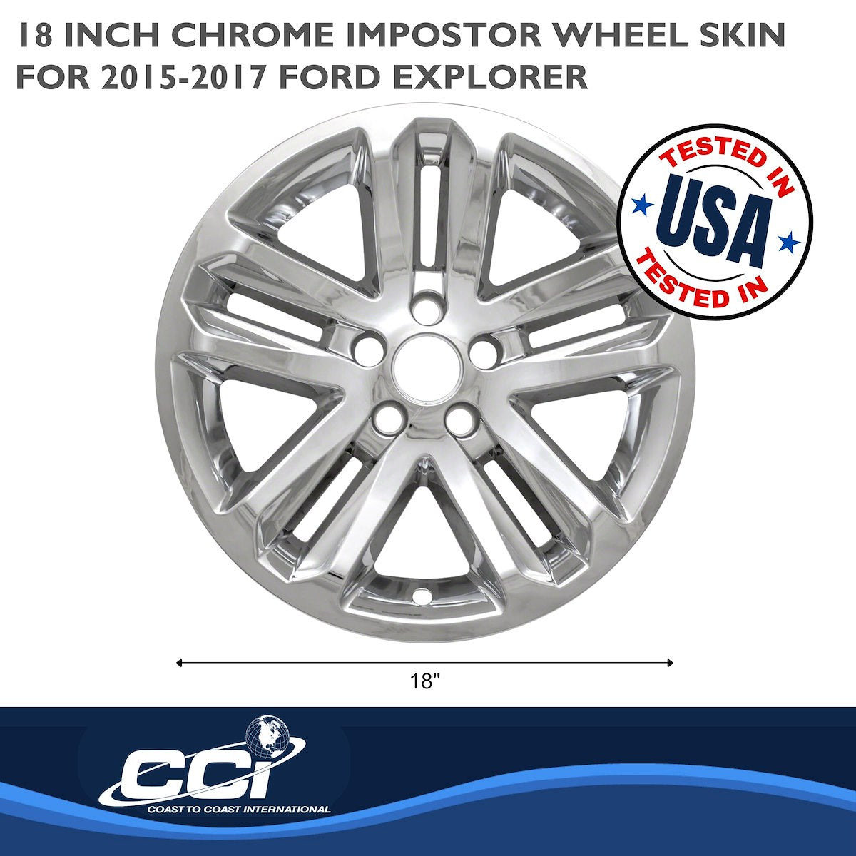 Coast2Coast Wheel Skin, 18 in, 5 Split Spokes, Chrome, Set Of 4 - IWCIMP370X