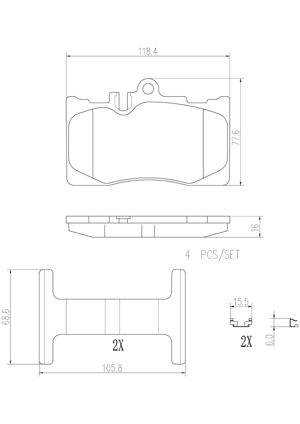 Brembo Brake Pad, FMSI Number D870-7745, Ceramic, Set Of 4 - P83058N