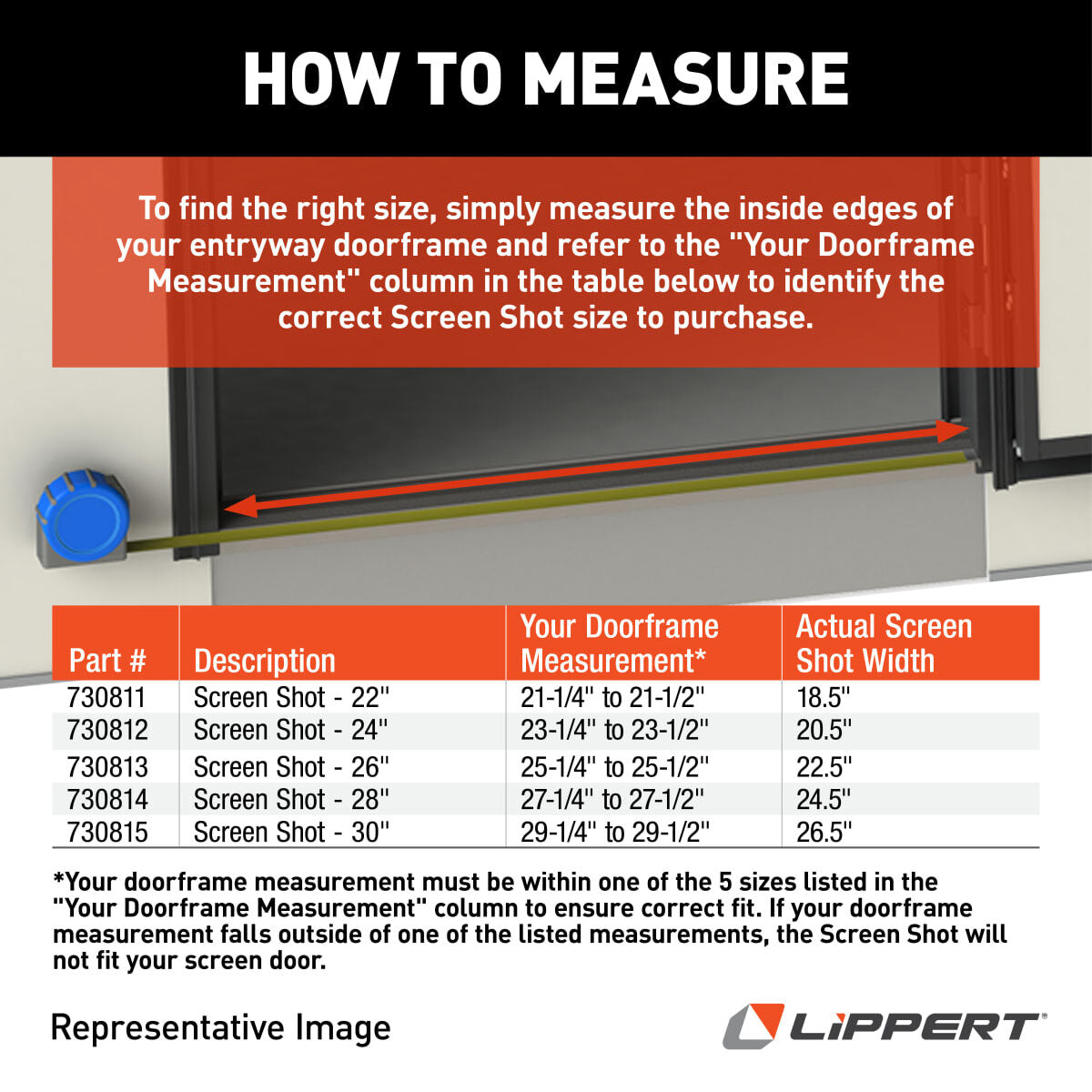 Lippert Screen Door Closer, 28 in Length, For Use With 28.001 To 28.999 in Width Door Frame Rough Opening - 730814