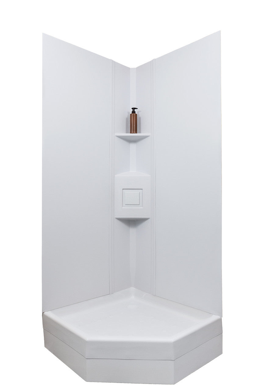 Icon Shower Surround, 2 Piece Design, 72 in x 27 in Neo Angle Shower, White - 15246