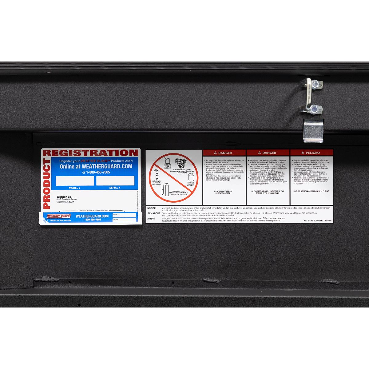 Weather Guard Tool Box, Textured Matte Black, Aluminum, 20 in Length x 62 in Width x 13 in Height - 154-52-04
