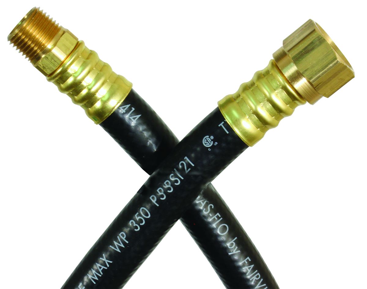 JR Products Propane Hose, 3/8 in Inside Diameter Rubber Supply Hose, 1/2 in Female Swivel SAE End x 3/8 in Male Pipe End, 24 in Length - 07-31435