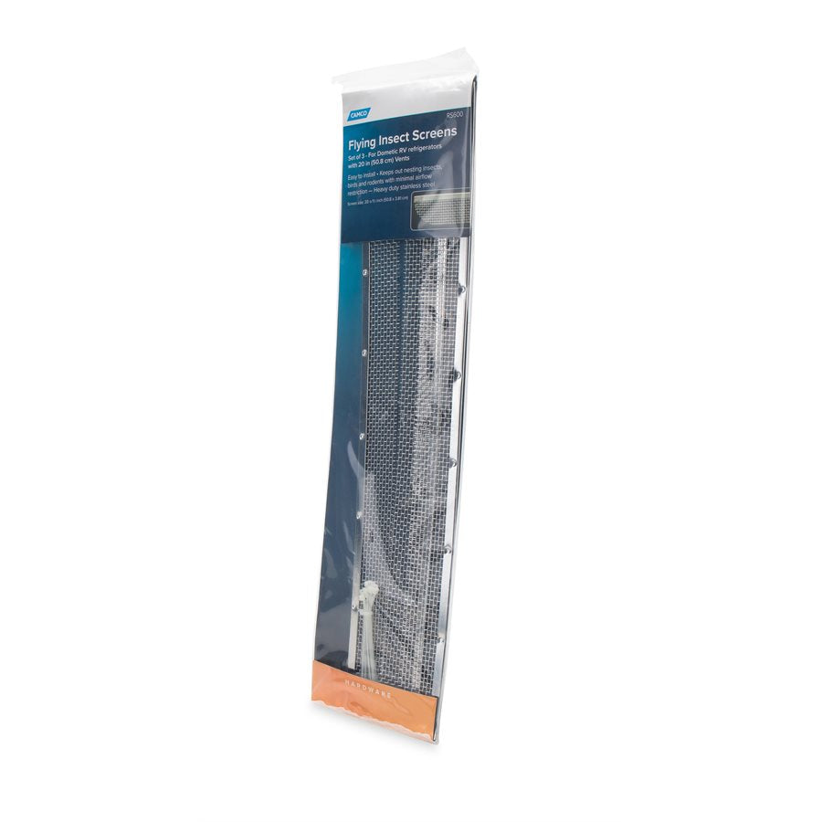Camco Bug Screen - RV Appliance, For Use With Dometic Side Vent With 20 in Length Louver Opening, 20 in Length x 1-1/2 in Width, Pack Of 3 - 42149