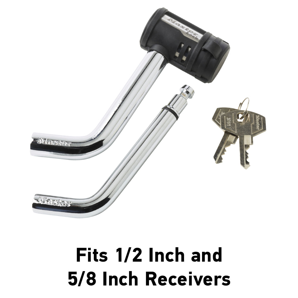 Master Lock Starter Sentry Trailer Hitch Pin, Fits 1/2 in Diameter And 5/8 in Diameter, 3 in Length, 4 Pin Tumbler Mechanism Resists Picking - 2866DAT