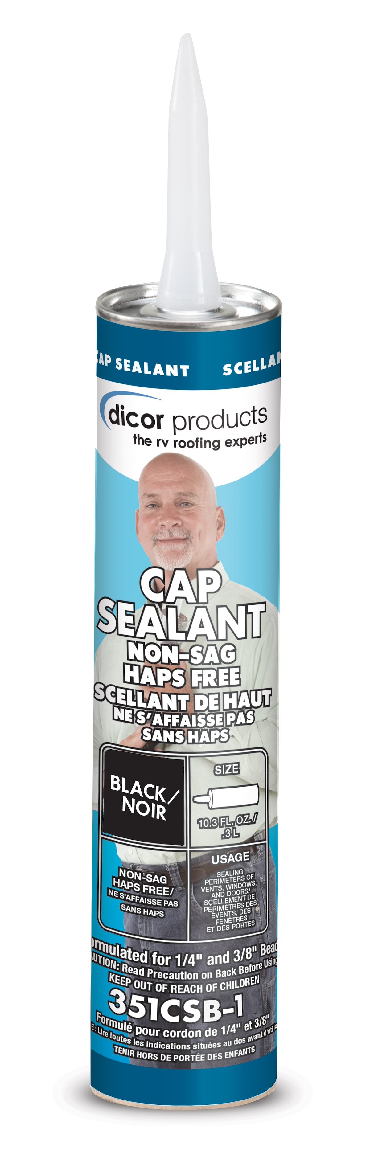 Dicor Corp. Roof Sealant, 10.3 oz Tube, Black - 351CSB-1