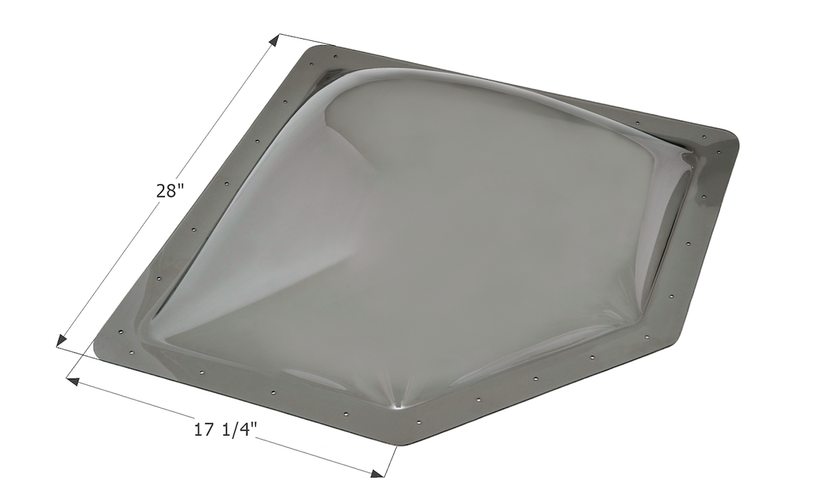 Icon Skylight, 7 in High Bubble Type Dome, For 24 in Length x 14-1/4 in Width Opening, 28 in Length x 18-1/4 in Width Flange - 12144