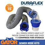 Duraflex Sewer Hose, 15 ft Extended Length, 53 in Compressed Length, 3 in Hose Diameter - 22003