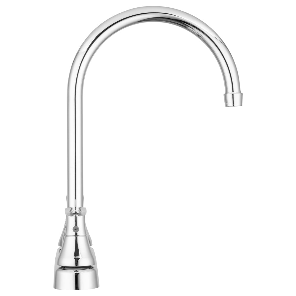 Dura Faucet Faucet, 12 in J-Spout, Chrome Polished/Plastic Body/Brass Spout, 2 Hole Application - DF-PK330HLH-CP