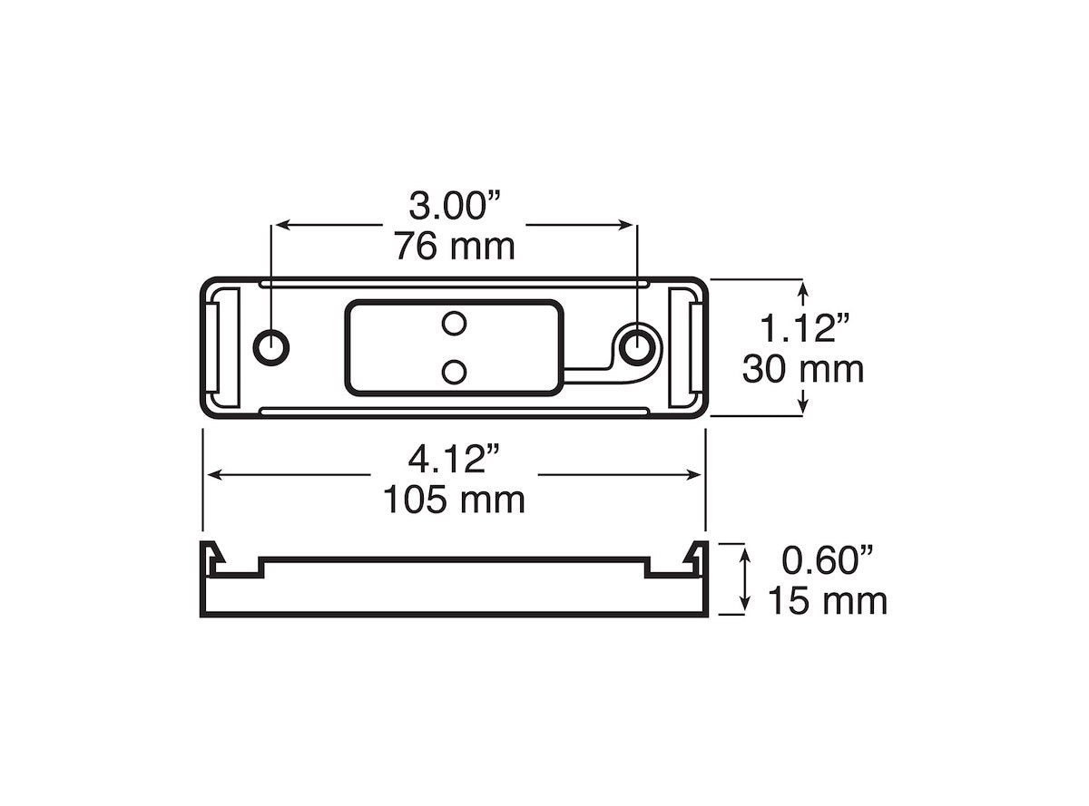 Peterson Manufacturing Side Marker Light Mounting Base, Use With 161 Series LED Light, 4.12 in Length x 1.12 in Width - 154-09K