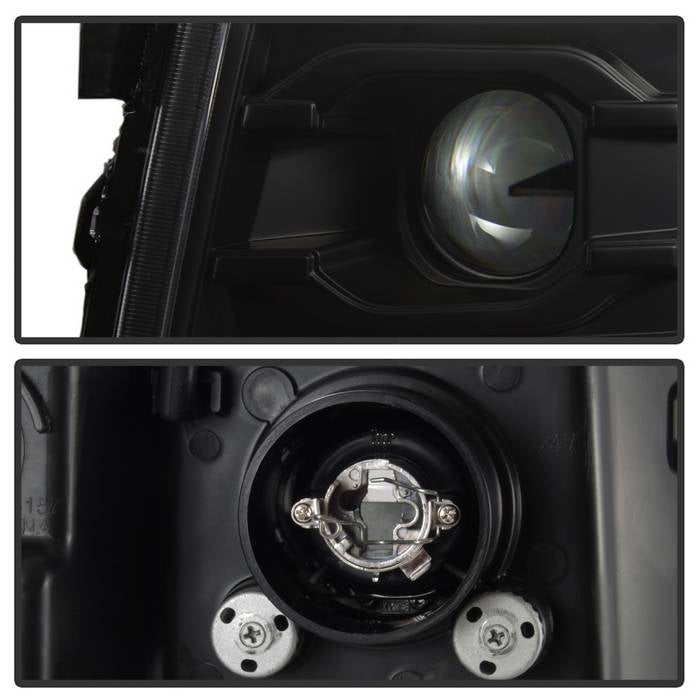 Spyder Automotive Headlight Assembly, Version 3, Projector Beam With LED Daytime Running Light, Black Plastic Housing, Set Of 2 - 5083609