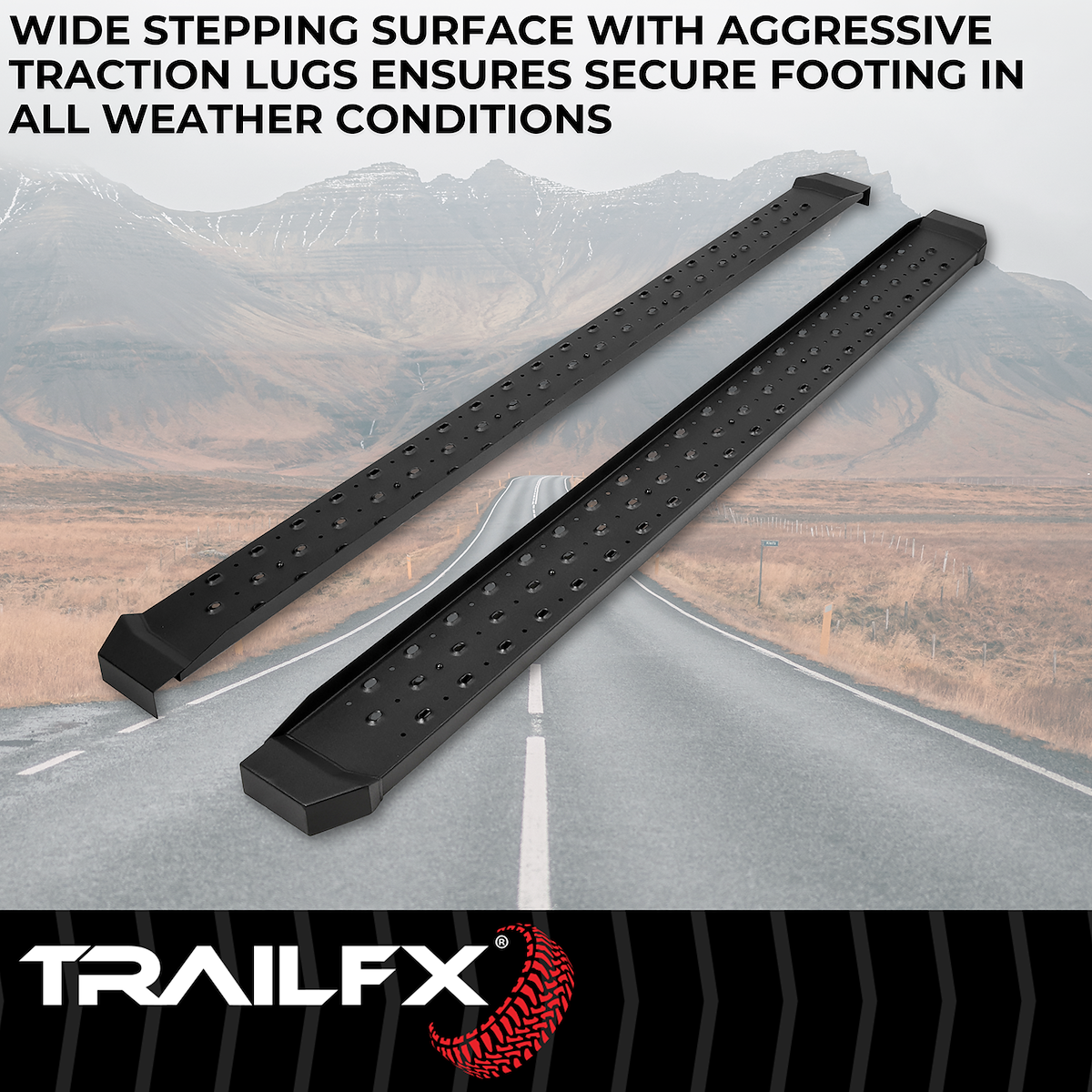 TrailFX Running Board, Black, Steel, 300 lb Capacity - RBW11B