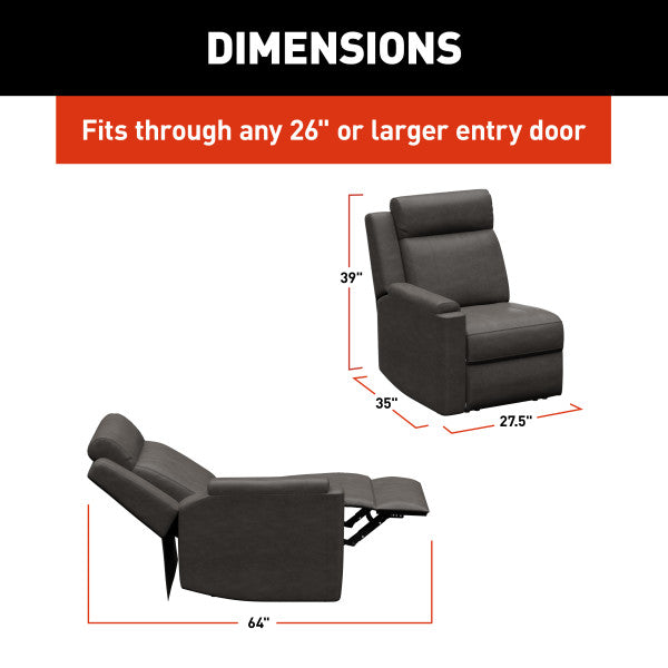 Lippert Chair, Heritage Theater Series, 27-1/2 in Width x 35 in Depth x 39 in Height Overall, 64 in Reclining Depth - 2024044107