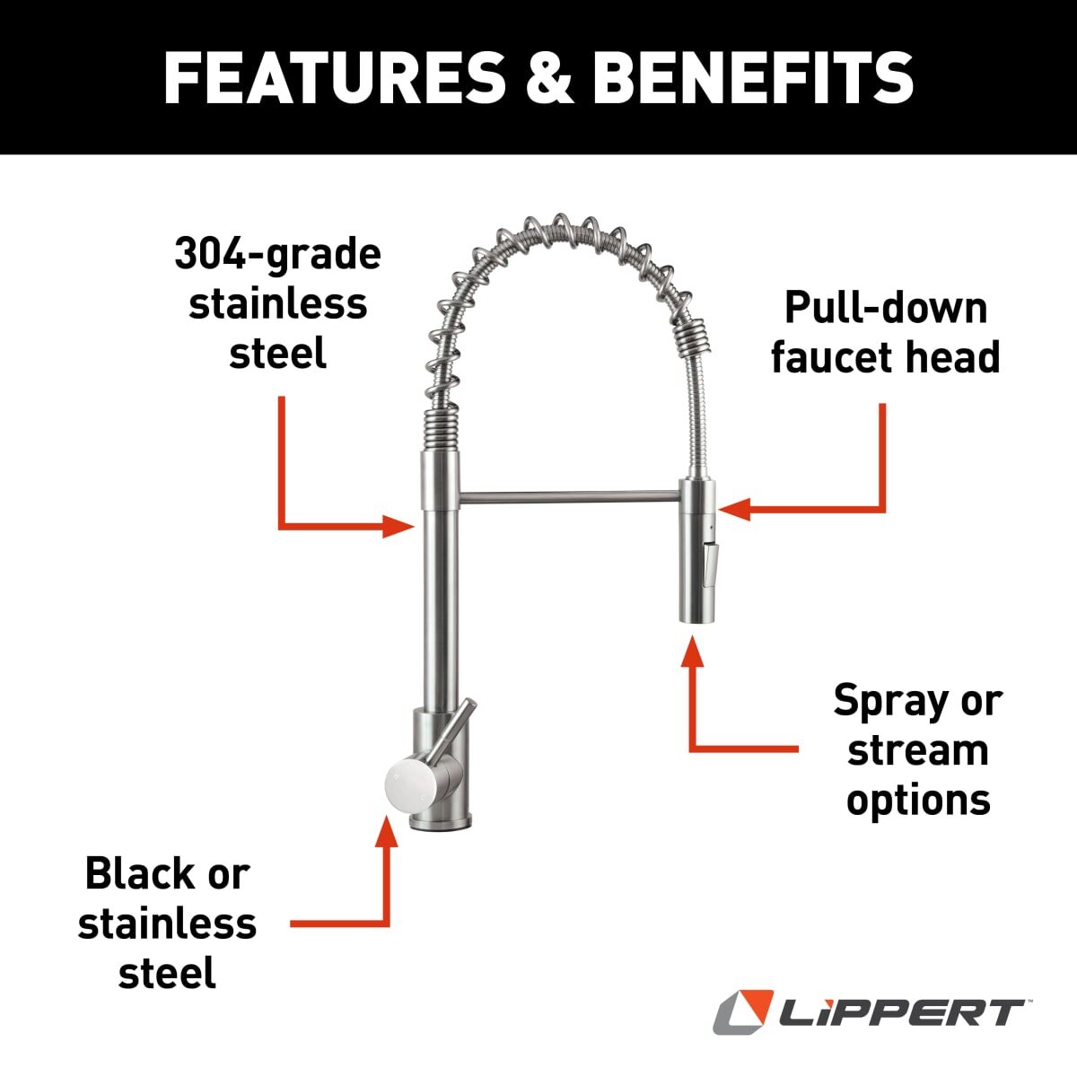 Lippert Faucet, Stainless Steel - 719323