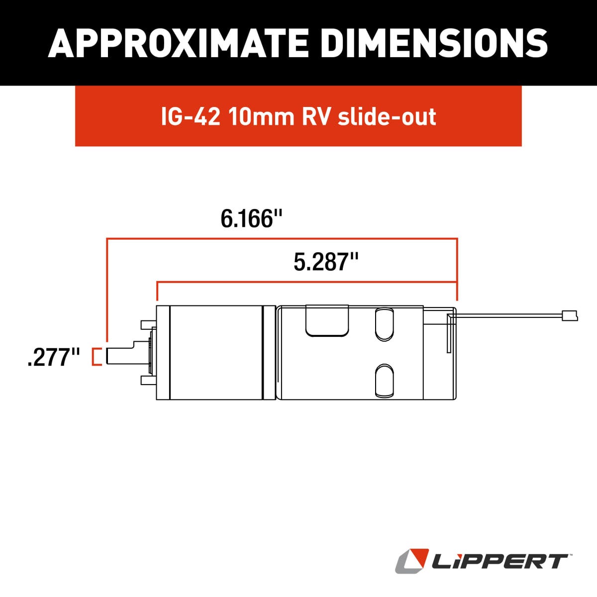 Lippert Slide Out Motor, 300:1 Torque, 12 V DC, 10 Millimeter - 236575