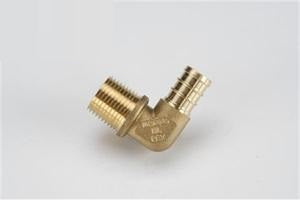 Elkhart Supply Fresh Water Fitting, 1/2 in PEX x 1/2 in Male Pipe Thread, 90 degree Elbow, Brass - 51146