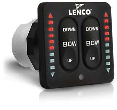 Lenco Boat Trim Tab Control, Low Profile LED Indicator Tactile Key Pad Switch, 2-3/4 in Width x 2-3/4 in Height, 2-1/16 in Cut-Out Hole - 15270-001